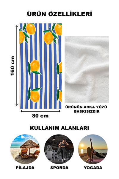 Modern Desenli Plaj Deniz Havlusu Peştemal 80x160 CM Aqua53
