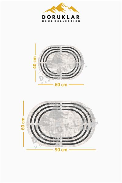 Modern ECO 2 Li  Oval Saçaklı Banyo Paspas Takımı ECOBP005