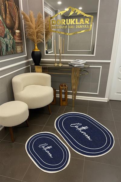 Modern ECO 2 Li  Oval Saçaklı Banyo Paspas Takımı ECOBP001