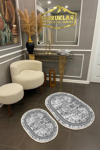 Modern ECO 2 Li  Oval Saçaklı Banyo Paspas Takımı ECOBP010
