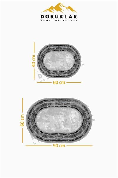 Modern ECO 2 Li  Oval Saçaklı Banyo Paspas Takımı ECOBP004