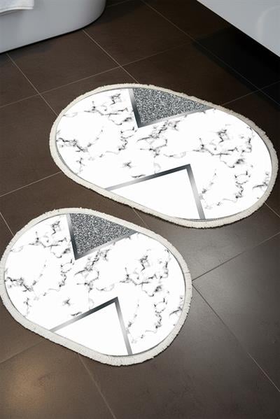 Modern ECO 2 Li  Oval Saçaklı Banyo Paspas Takımı ECOBP009