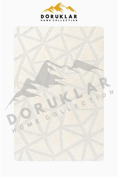 Modern Geometrik Desenli Krem Süngerli Kaymaz Dot Taban Dijital Baskı Halı H1076