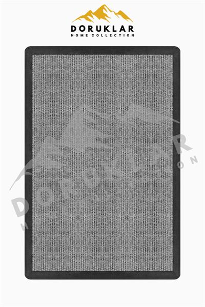 Modern Gri Çerçeve Desenli Süngerli Kaymaz Dot Taban Dijital Baskı Halı H0832