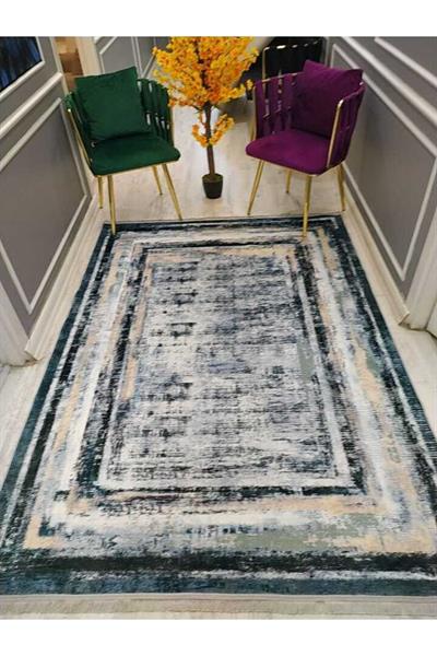 Modern Klasik Desenli Kaymaz Taban Yıkanabilir Leke Tutmaz Dokuma Taban Halı Drk-8007-10