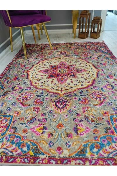 Modern Klasik Desenli Kaymaz Taban Yıkanabilir Leke Tutmaz Dokuma Taban Halı Drk-8005-10