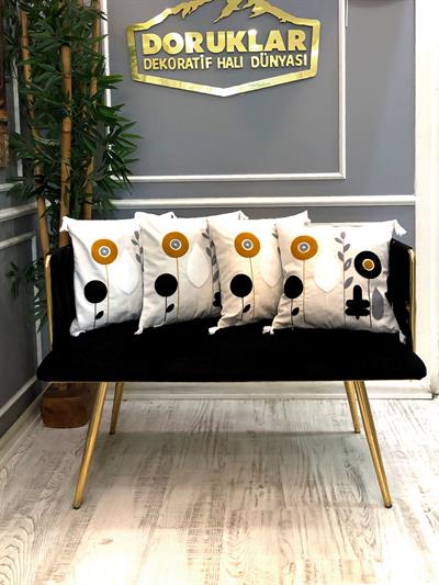 Nakışlı Püsküllü Dekoratif Kırlent Kılıfı Takımı 43x43cm 4 Parça NKK001