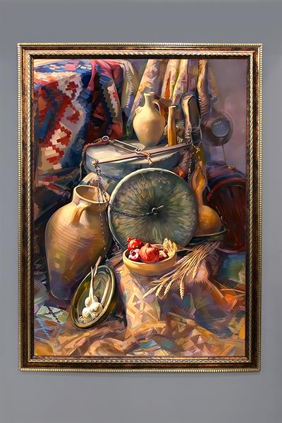 Natürmort Desenli Çerçeveli Duvar Tablosu 50x70cm NAT10