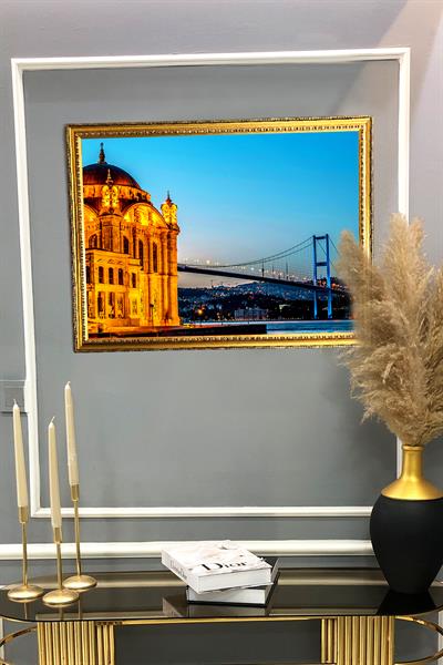 Ortaköy Camii ve Boğaz Manzara Desenli Çerçeveli Duvar Tablosu 50x70cm İstanbul10