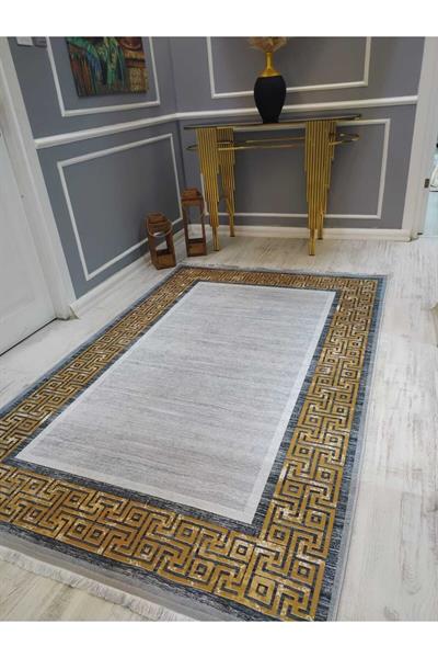 Örüntü Çerçeve Desenli Kaymaz Taban Yıkanabilir Leke Tutmaz Dokuma Taban Halı Drk8032-9