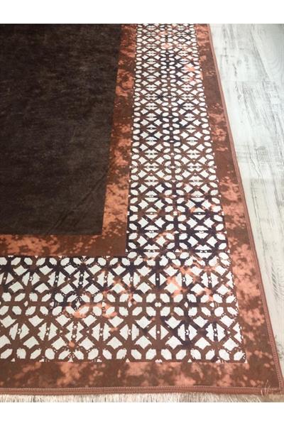 Örüntülü Çerçeve Desenli Kaymaz Taban Yıkanabilir Leke Tutmaz Dokuma Taban Halı Drk-8012-1