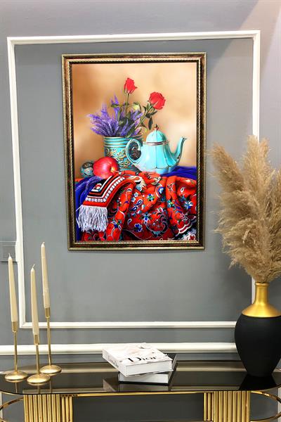 Otantik Demlik Desenli Çerçeveli Duvar Tablosu 50x70cm PTL06