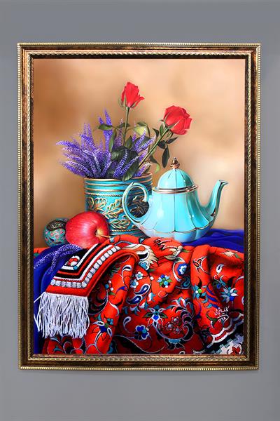 Otantik Demlik Desenli Çerçeveli Duvar Tablosu 50x70cm PTL06