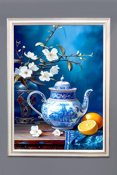 Otantik Demlik Desenli Çerçeveli Duvar Tablosu 50x70cm PTL13