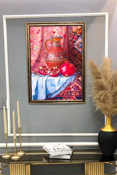 Otantik İbrik Desenli Çerçeveli Duvar Tablosu 50x70cm PTL02