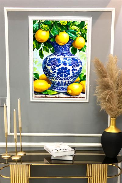 Otantik Vazo Desenli Çerçeveli Duvar Tablosu 50x70cm PTL15