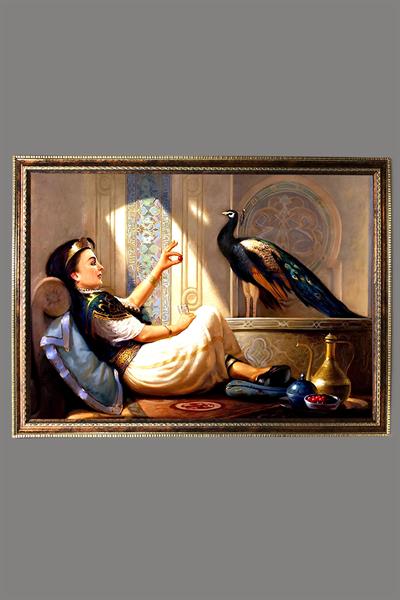 Prenses ve Tavus Kuşu Tablosu Portresi 50x70CM