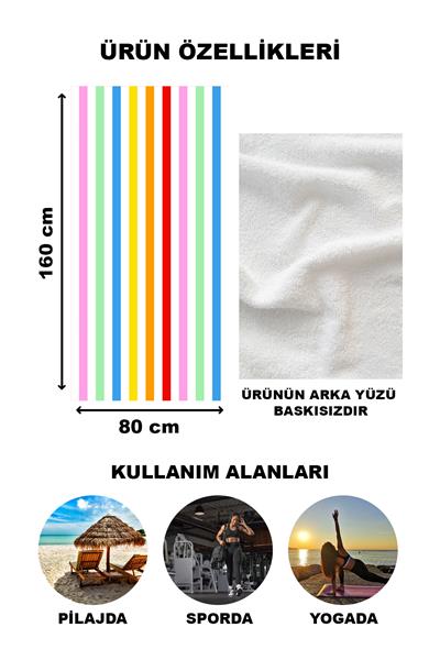 Renk Şerit Desenli Plaj Deniz Havlusu Peştemal 80x160 CM SPC02