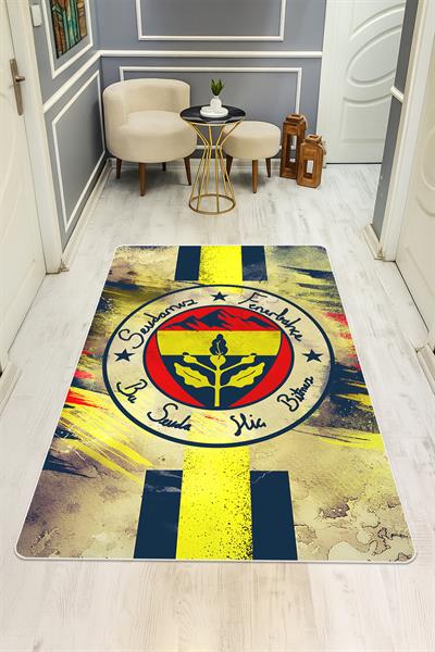 Sportif Desenli Süngerli Kaymaz Dot Taban Dijital Baskı Halı H0840