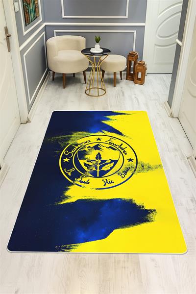 Sportif Desenli Süngerli Kaymaz Dot Taban Dijital Baskı Halı H0927