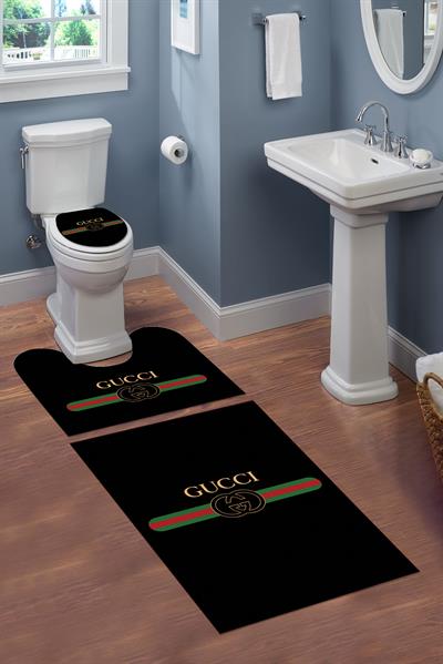 Yıkanabilir Kaymaz Tabanlı Dekoratif Desenli 3 Lü Klozet Takımı Banyo Paspas Seti