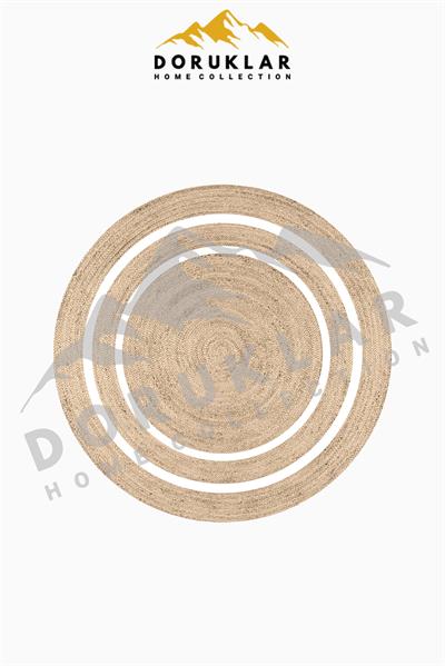 Yuvarlak Modern Desenli Süngerli Kaymaz Dot Taban Dijital Baskı Halı H0837