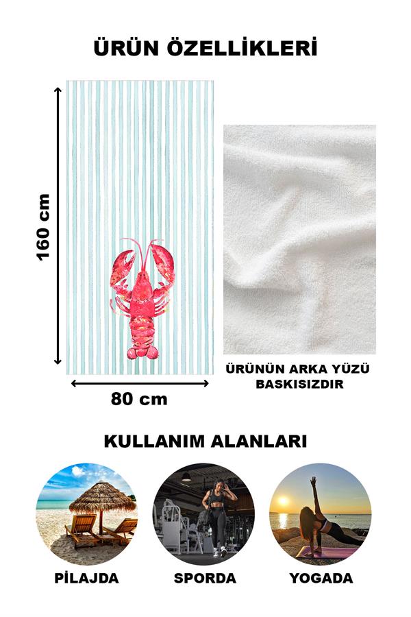 Yengeç Desenli Plaj Deniz Havlusu Peştemal 80x160 CM VTA24