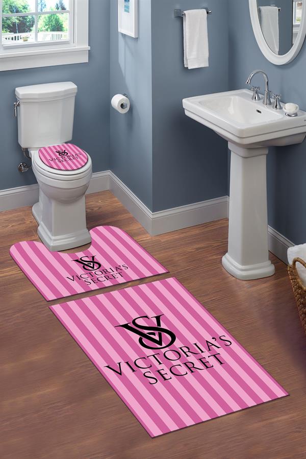 Yıkanabilir Kaymaz Tabanlı Dekoratif Desenli 3 Lü Klozet Takımı Banyo Paspas Seti