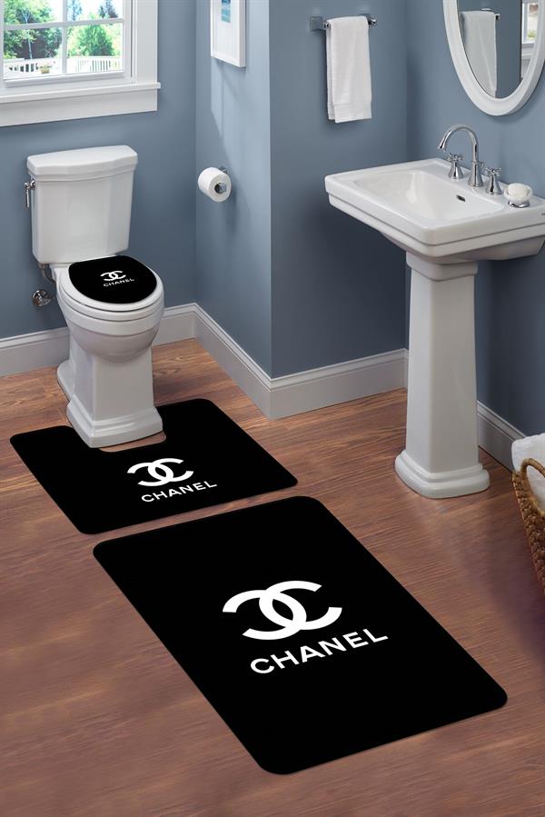 Yıkanabilir Kaymaz Tabanlı Dekoratif Desenli 3 Lü Klozet Takımı Banyo Paspas Seti