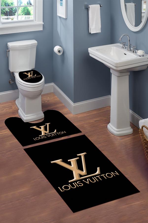 Yıkanabilir Kaymaz Tabanlı Dekoratif Desenli 3 Lü Klozet Takımı Banyo Paspas Seti