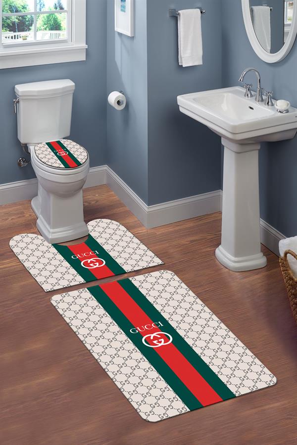 Yıkanabilir Kaymaz Tabanlı Modern Desenli 3'lü Klozet Takımı Banyo Paspas Seti
