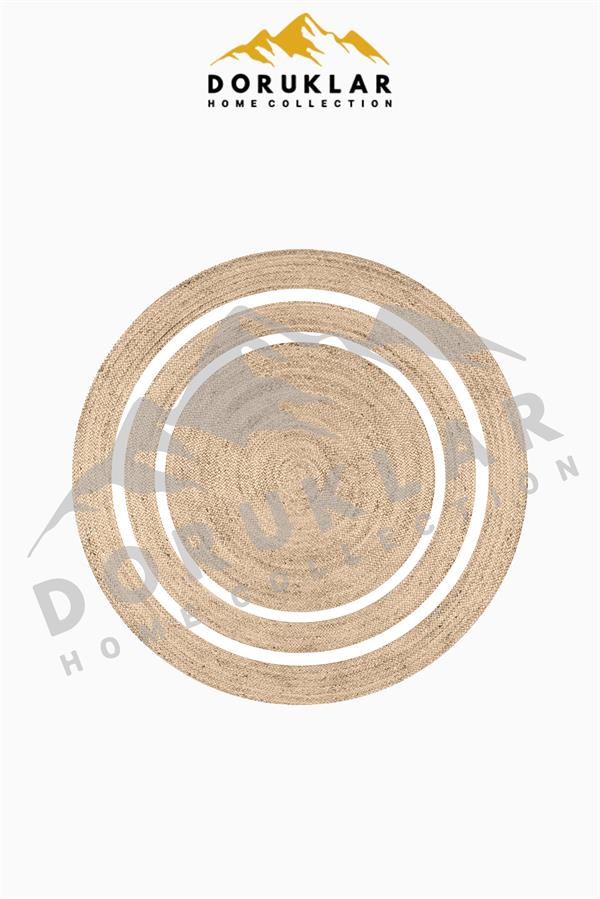 Yuvarlak Modern Desenli Süngerli Kaymaz Dot Taban Dijital Baskı Halı H0837