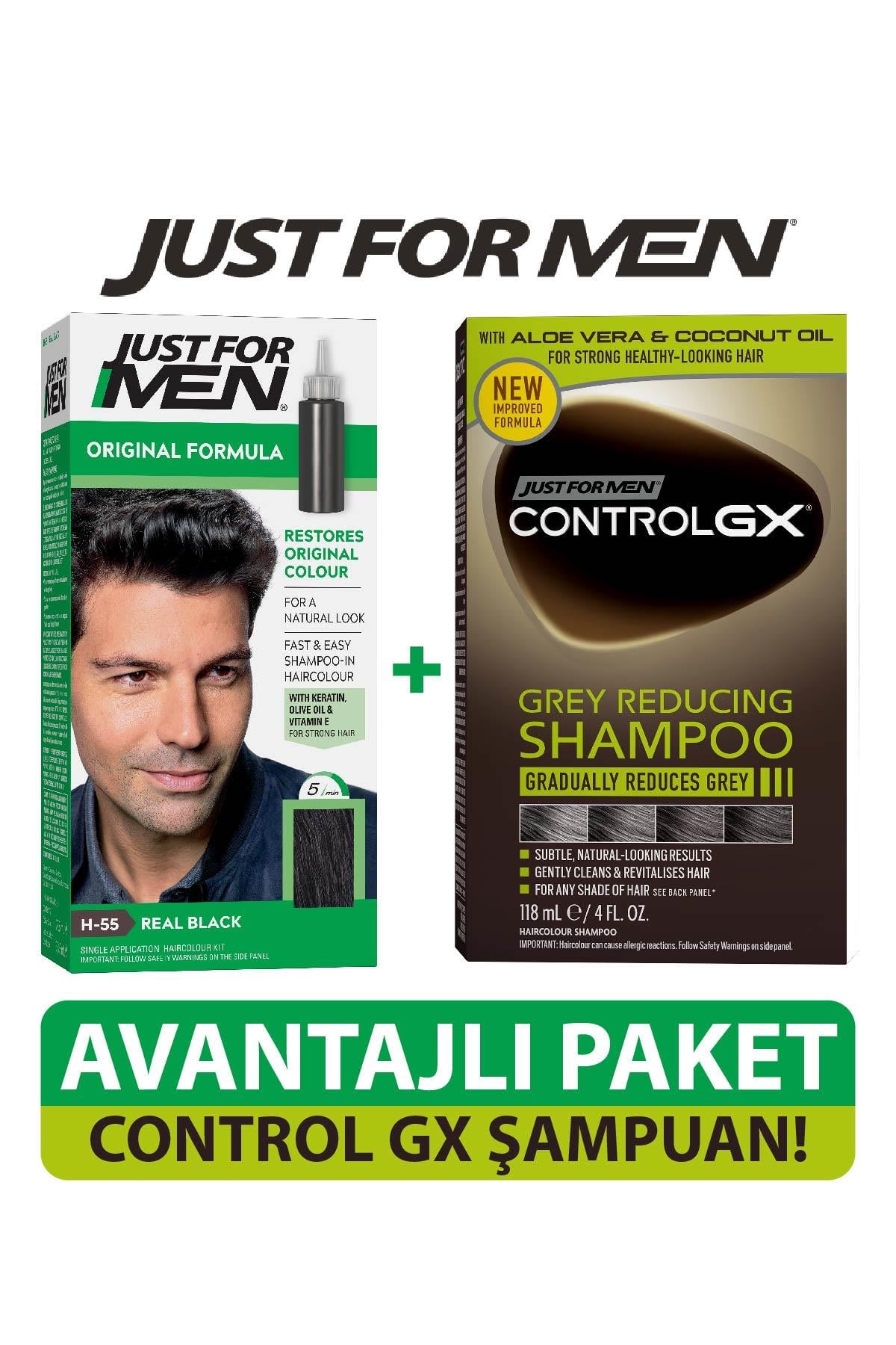 Saç Boyası Siyah + Control GX Saç Gri Azaltıcı Şampuan Set