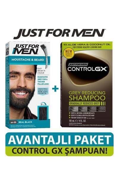 Sakal & Bıyık Boyası Siyah + Control GX Saç Gri Azaltıcı Şampuan Set