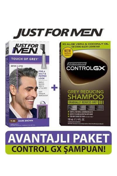 Touch of Grey Koyu Kahve + Control GX Saç Gri Azaltıcı Şampuan Set