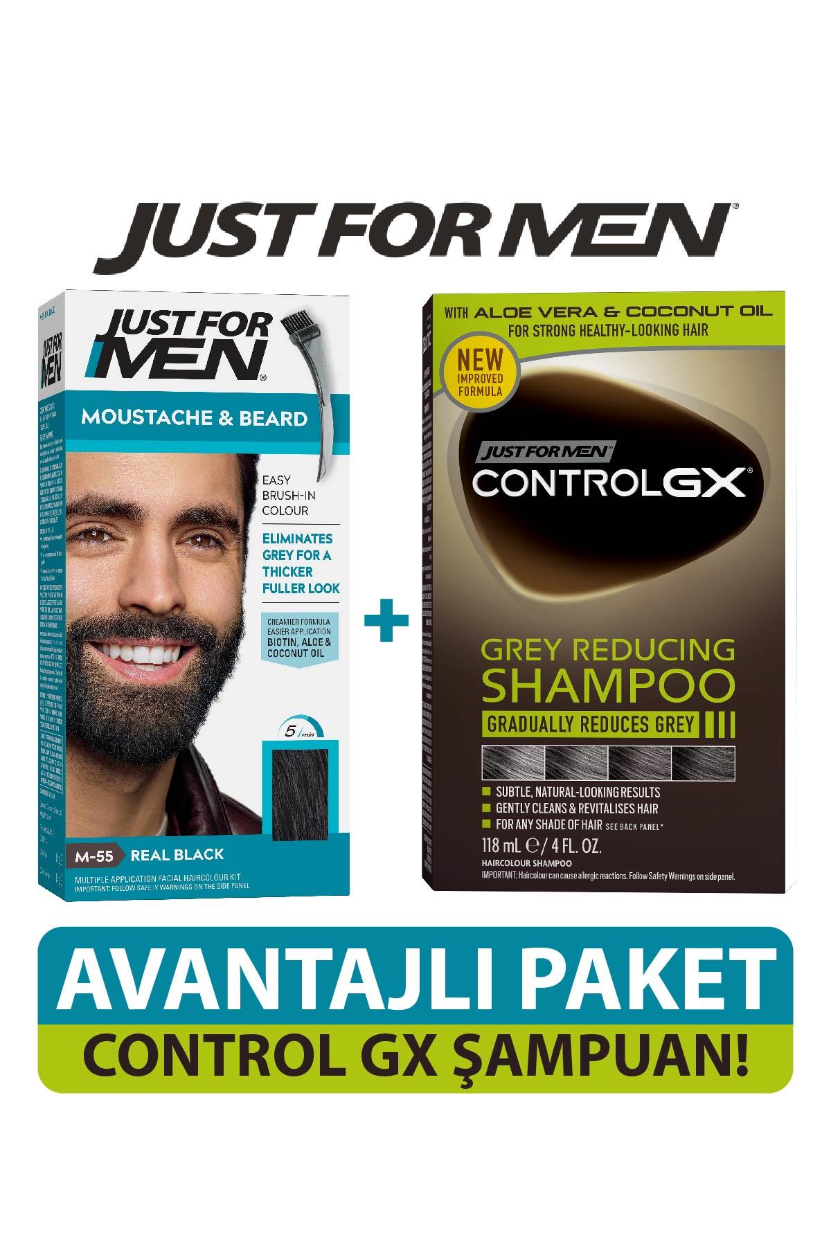 Sakal & Bıyık Boyası Siyah + Control GX Saç Gri Azaltıcı Şampuan Set