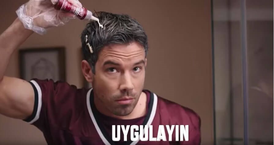 Just For Men saç boyasının saça uygulanışı