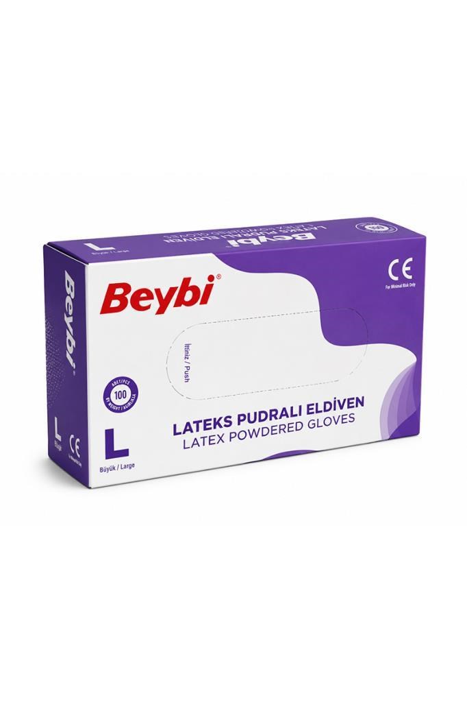 Beybi Lateks Pudralı Büyük Boy (L) 100lü Muayene EldiveniBeybi