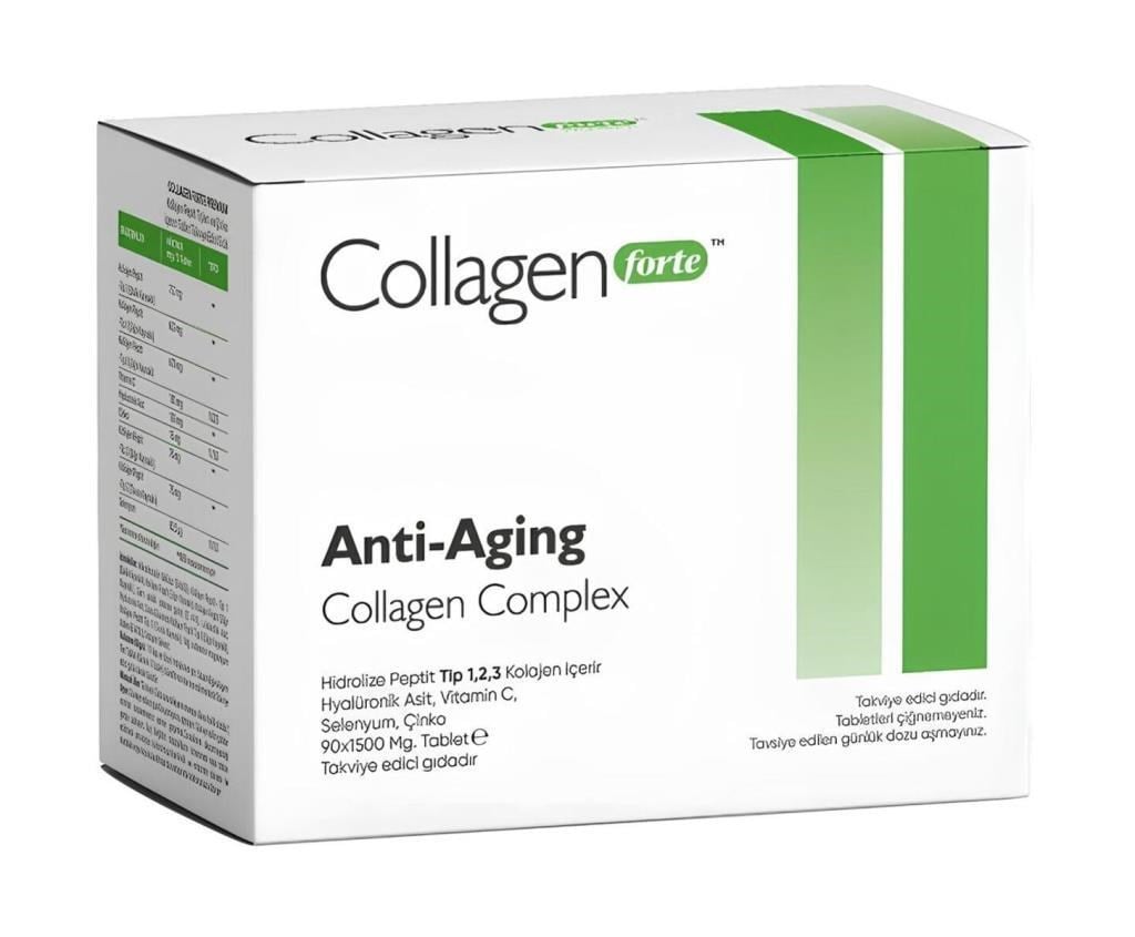 Collagen Forte Platinum 90 Tablet Takviye Collagen Forte Platinum Anti-Aging Collagen Complex, Hyalüronik Asit, Çinko, Selenyum & Vitamin C, 90 TableCollagen Forte