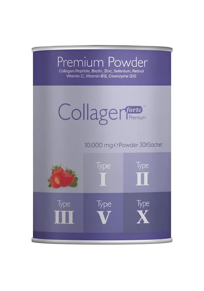 Collagen Forte Platinum 300g Toz Kolajen 30 Saşe Collagen Forte Platinum Collagen Powder 300g, 5 Tip Toz Kolajen 10.000mg X 30 Şase & Multivitamin Çilek AromalıCollagen Forte
