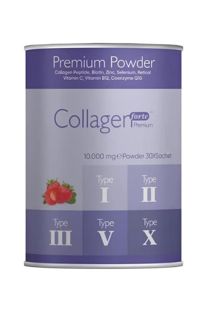 Collagen Forte Platinum 300g Toz Kolajen 30 Saşe Collagen Forte Platinum Collagen Powder 300g, 5 Tip Toz Kolajen 10.000mg X 30 Şase & Multivitamin Çilek AromalıCollagen Forte