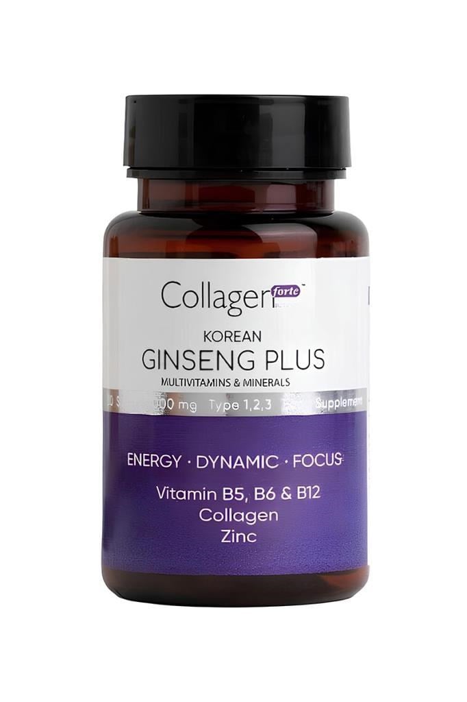 Collagen Forte Platinum 1000 mg 30 Softjel Collagen Forte Platinum Kırmızı Kore Ginseng Plus, Hidrolize Kolajen, Vitamin B5-B6-B12 & Çinko, 1000mg Softjel KapsülCollagen Forte