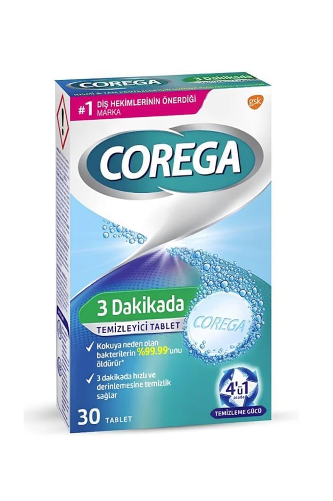 Corega Bio Diş Temizleme 30 Tablet Corega 3 Dakikada 30lu Protez Temizleme TabletiCorega