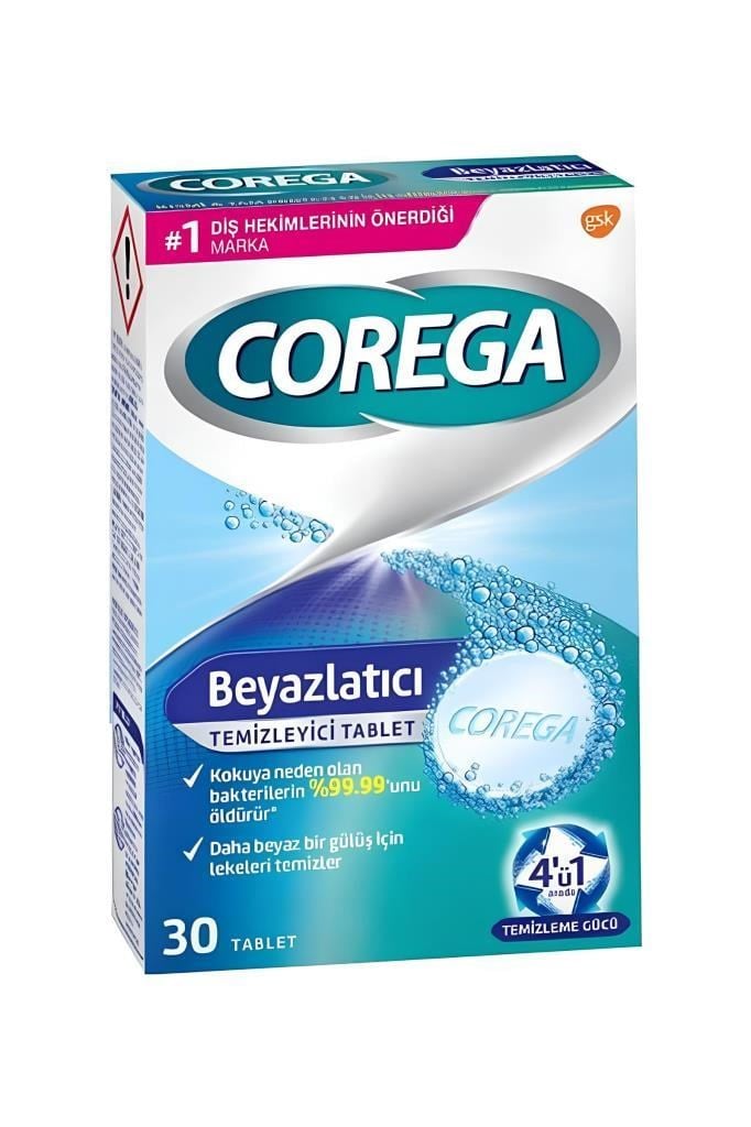 Corega Diş Temizleyici Beyazlatıcı 30 Tablet Corega Beyazlatıcı 30lu Protez Temizleme TabletiCorega