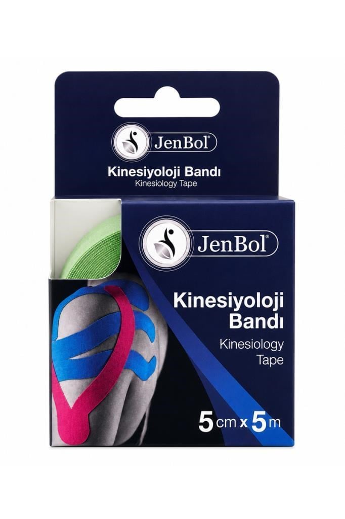 Jenbol Kinesiyoloji Ağrı Bandı 5cm x 5m Yeşil  JenBol Kinesiyoloji Ağrı Bandı 5cm x 5m YeşilJenbol