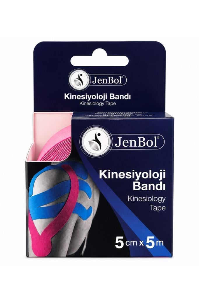 Jenbol Kinesiyoloji Ağrı Bandı 5cm x 5m Pembe  JenBol Kinesiyoloji Ağrı Bandı 5cm x 5m PembeJenbol