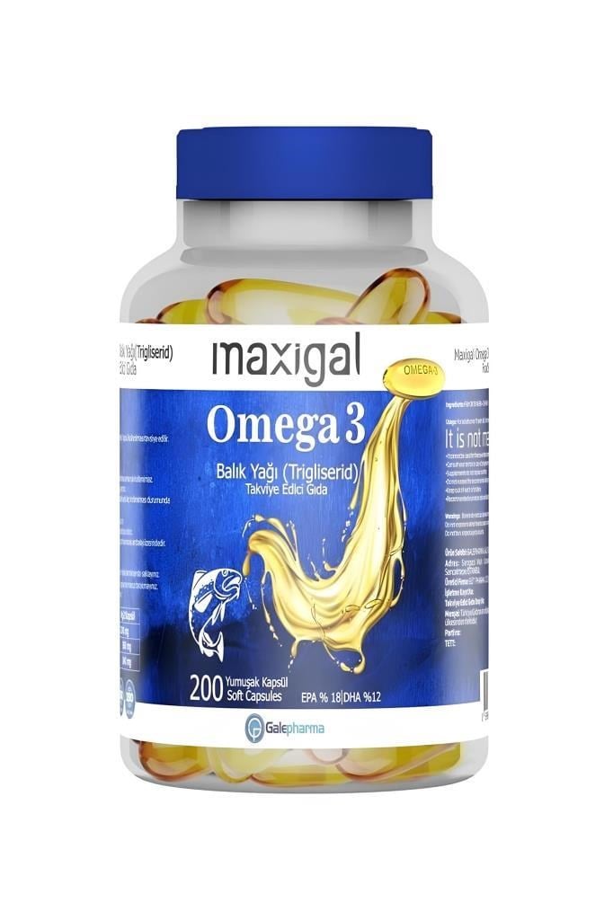 Maxigal Omega 3 200 KapsülMaxigal Omega 3 Balık Yağı 200 KapsülMaxigal
