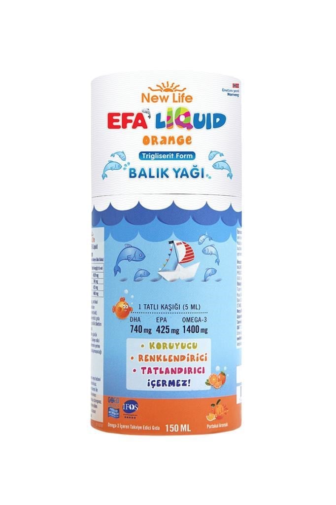 New Life EFA Liquid 150 ml Balık Yağı Şurubu  New Life EFA Liquid Portakal Balık Yağı Şurubu 150 mlNew Life