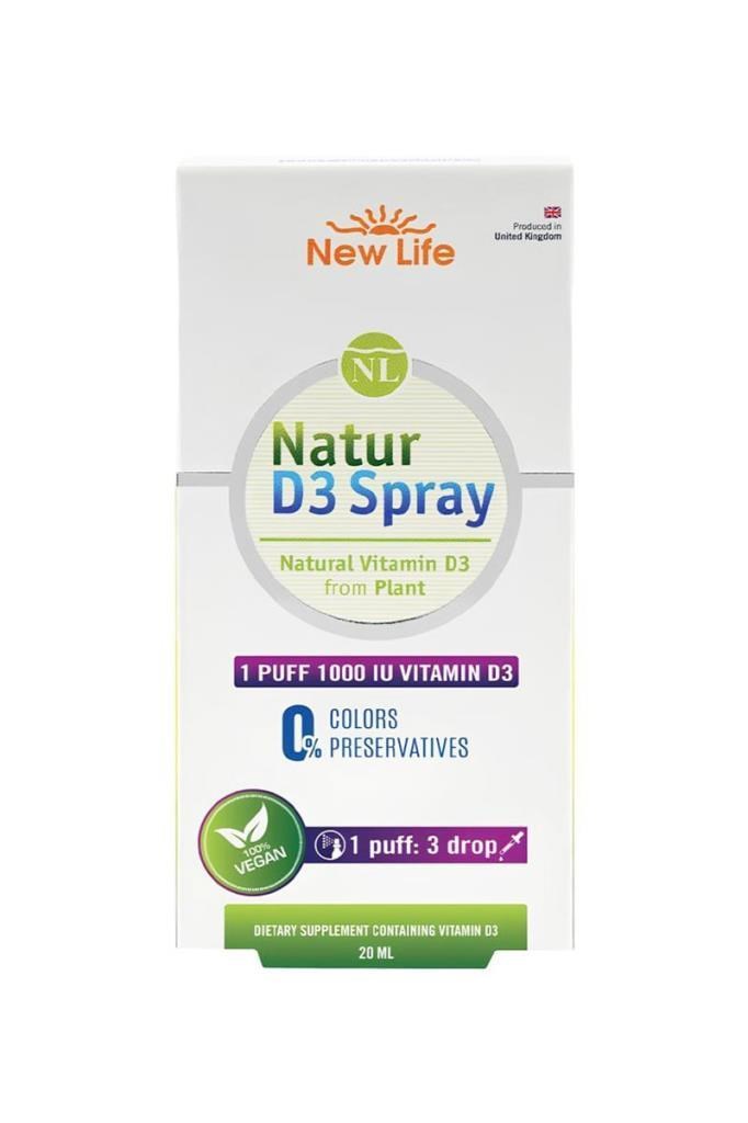 New Life Natur D3 1000 IU Sprey 20 mlNewlife Natur D3 1000 IU 20 ml SpreyNew Life