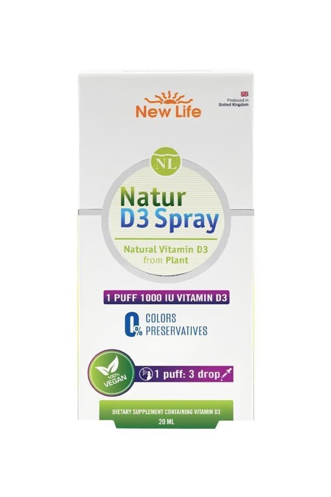 New Life Natur D3 1000 IU Sprey 20 mlNewlife Natur D3 1000 IU 20 ml SpreyNew Life